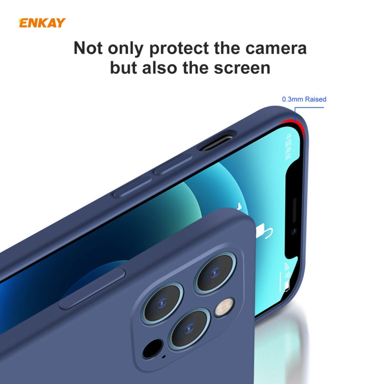 For iPhone 12 Pro Hat-Prince ENKAY ENK-PC0692 Liquid Silicone Straight Edge Shockproof Case + 0.26mm 9H 2.5D Full Glue Tempered Glass Film, For iPhone 12 Pro